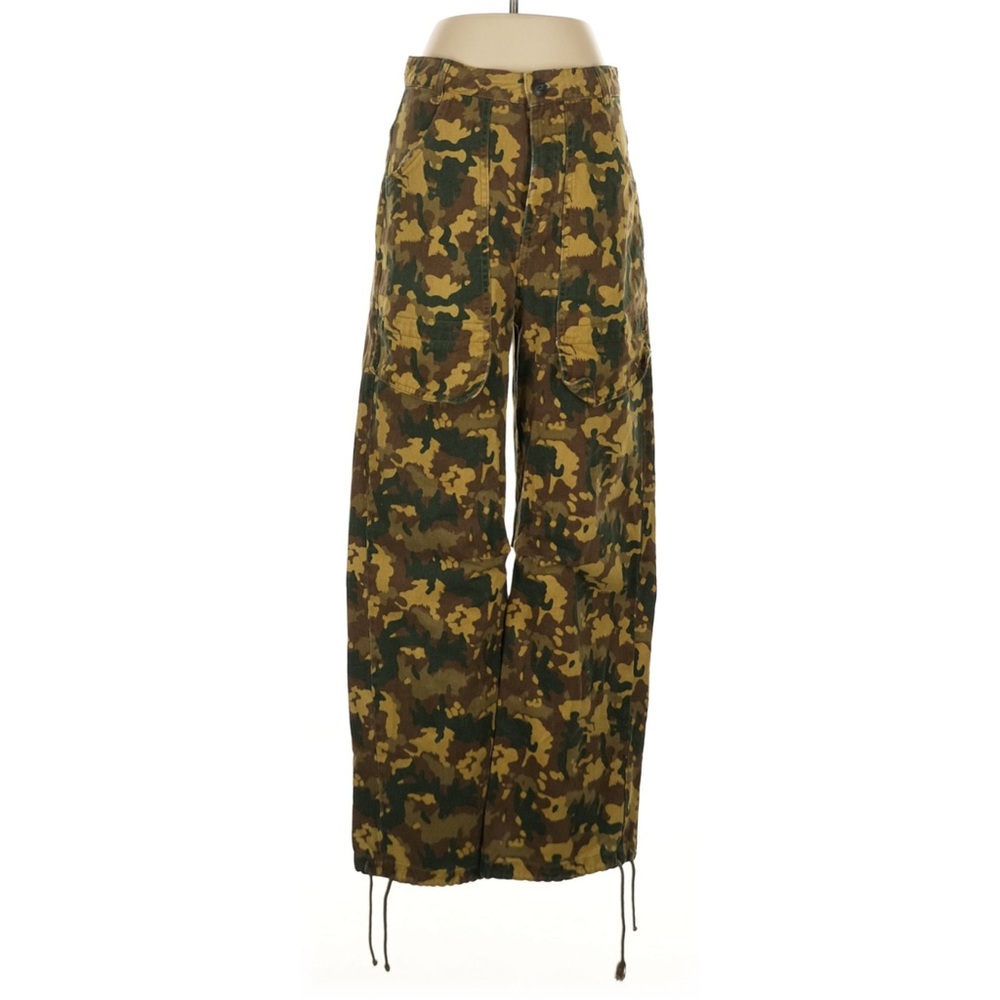 Zara Green and Tan Wide Leg Pants